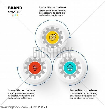 Infographic Template With Icons And 3 Options Or Steps. Gears. Can Be Used For Workflow Layout, Diag