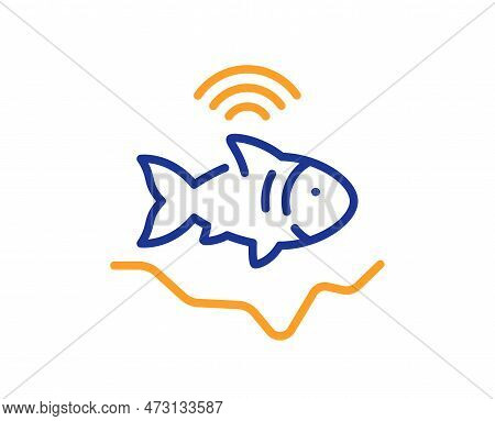 Fishfinder Line Icon. Echo Fish Sounder Sign. Fishing Sonar Symbol. Colorful Thin Line Outline Conce