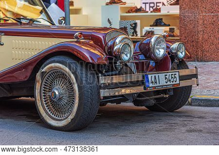 Prague, Czech Republic - September 25, 2015: Old Car Alfa Romeo On The Street Of The City Of Prague,