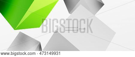 3d Cubes Vector Abstract Background. Composition Of 3d Square Shaped Basic Geometric Elements. Trend