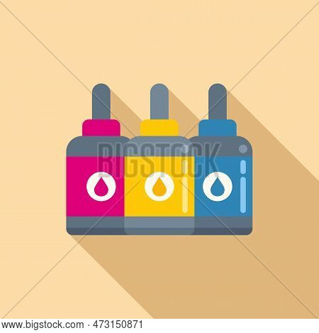 Printer Fill Ink Bottles Icon Flat Vector. Digital Print. Roll Paper