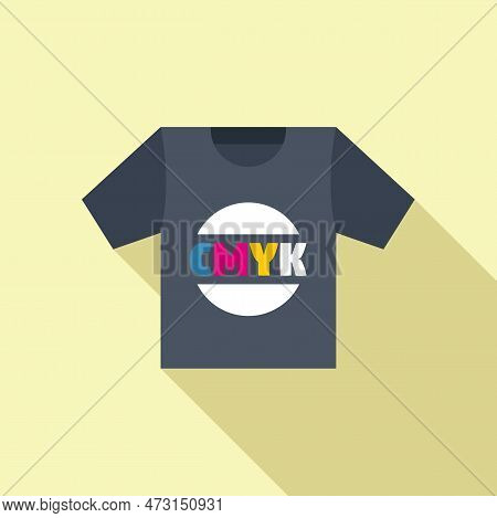 Cmyk Tshirt Print Icon Flat Vector. Digital Printer. Ink Machine