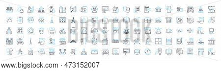 Architecture Vector Line Icons Set. Structure, Design, Facade, Building, Planning, Form, Space Illus