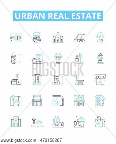 Urban Real Estate Vector Line Icons Set. Urban, Real, Estate, Housing, Urbanism, Dwelling, Apartment
