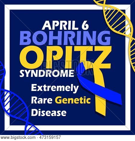 Yellow And Blue Two Tone Ribbon With Dna Icon And Bold Text In Frame On Dark Blue Background To Comm