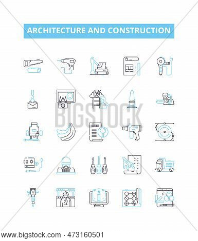 Architecture And Construction Vector Line Icons Set. Architecture, Construction, Building, Designing