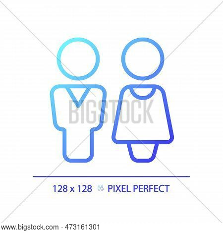 Wc Door Sign Pixel Perfect Gradient Linear Vector Icon. Restroom Entrance In Public Center. Unisex T