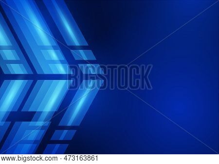 Vector Drawing. Abstract Blue Background With Triangular Patterns