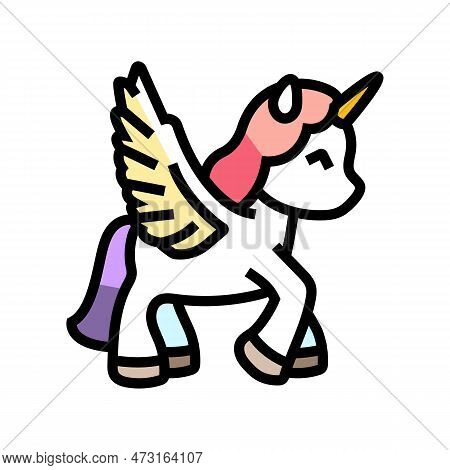 Unicorn Toy Kid Bedroom Color Icon Vector. Unicorn Toy Kid Bedroom Sign. Isolated Symbol Illustratio