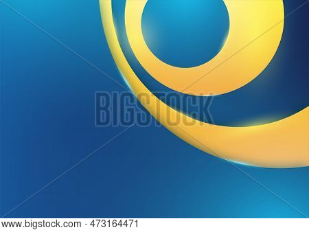 Vector Drawing. Blue Abstract Background With Yellow Stripe