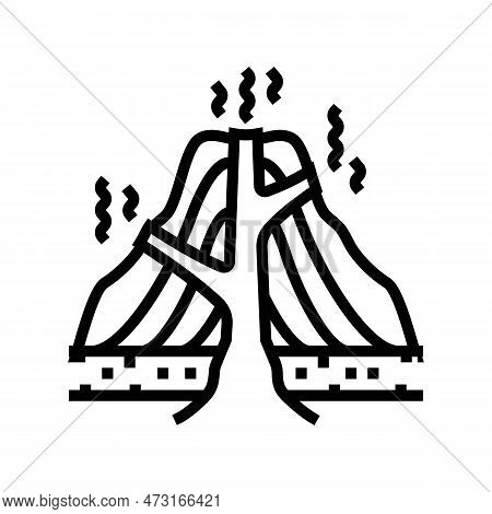 Stratovolcano Lava Line Icon Vector. Stratovolcano Lava Sign. Isolated Contour Symbol Black Illustra