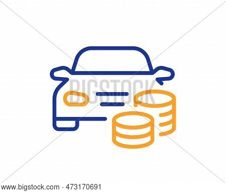 Buy Car Line Icon. Rent Transport Sign. Vehicle Down Payment Symbol. Colorful Thin Line Outline Conc