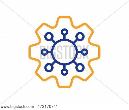 Execute Line Icon. Maintenance Service Sign. Network Symbol. Colorful Thin Line Outline Concept. Lin