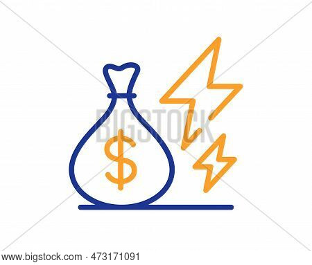 Electricity Price Line Icon. Electric Power Inflation Sign. Energy Crisis Symbol. Colorful Thin Line