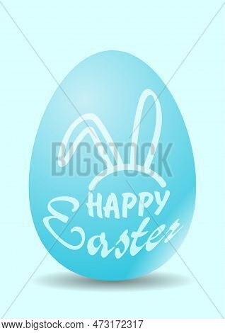 Easter Egg With Bunny Pattern And "happy Easter" Inscription