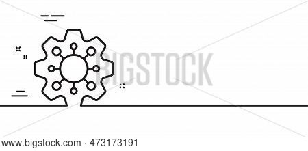Execute Line Icon. Maintenance Service Sign. Network Symbol. Minimal Line Illustration Background. E