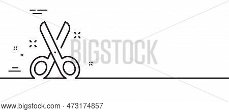Cut Line Icon. Tailor, Hairdresser Or Barber Scissors Sign. Shears Symbol. Minimal Line Illustration