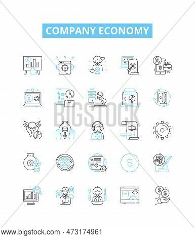 Company Economy Vector Line Icons Set. Corporation, Profit, Investment, Economic, Finance, Market, J