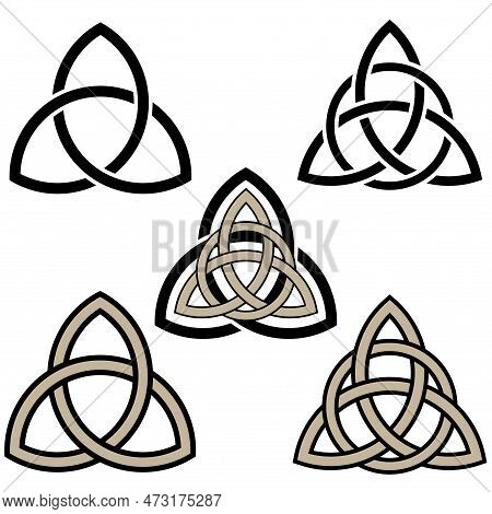Celtic Trinity Knot. Set Of Celtic Braids Isolated On White Background. Viking, Medieval Style Vecto