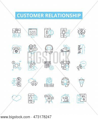 Customer Relationship Vector Line Icons Set. Customer, Relationship, Customers, Relationships, Inter