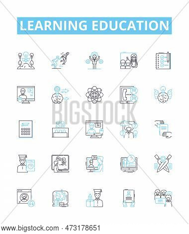 Learning Education Vector Line Icons Set. Education, Learning, Studying, Knowledge, Instructing, Tra