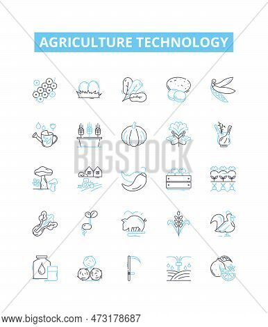 Agriculture Technology Vector Line Icons Set. Technology, Agriculture, Farming, Irrigation, Crop, Pr