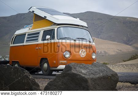 View On Classic Orange Volkswagen T2 Campervan