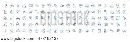Cafe Store Vector Line Icons Set. Cafe, Store, Coffee, Drinks, Food, Bakery, Desserts Illustration O