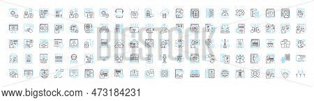 Personal Development Vector Line Icons Set. Motivation, Growth, Learning, Happiness, Reflection, Goa