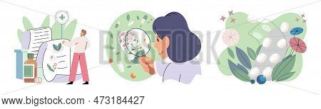 Herbal Oils Natural Medicines. Scientist Or Doctor Making Alternative Medicine Herb, Mortar, Laborat