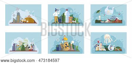 City Landfill With Garbage. Polluted Area, Garbage Dump Background. Earth Day. Heaps Of Waste, Stray