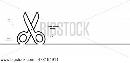 Cut Line Icon. Tailor, Hairdresser Or Barber Scissors Sign. Shears Symbol. Minimal Line Illustration