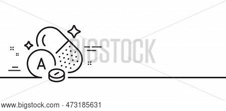 Vitamin A Line Icon. Food Nutrient Sign. Capsule Or Pill Supplement Symbol. Minimal Line Illustratio