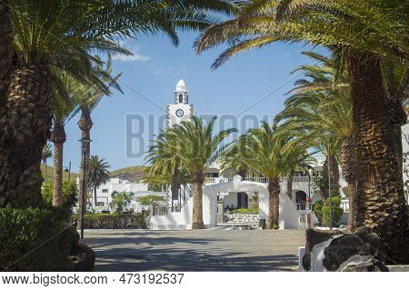 View On Plaza Leon Y Castillo On San Bartolome On The Canary Island Of Lanzarote, Spain.