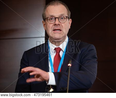 Bucharest, Romania. 22th Mar, 2023: Hans Kluge, Who Regional Director For Europe, Speaks During A Pr