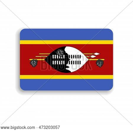 Eswatini Flag - Flat Vector Rectangle With Rounded Corners And Dropped Shadow.