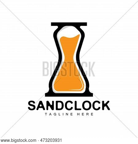 Hourglass Logo, Clock Time Design, Glass And Sand Style, Product Brand Illustration And Template