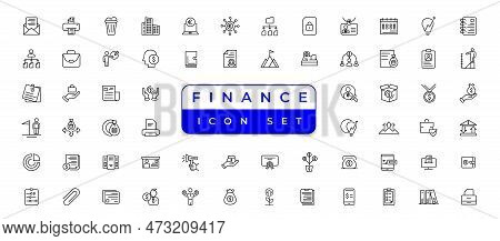 Business And Finance Vector Set With Money, Bank, Check, Law, Auction, Exchance, Payment, Wallet, De