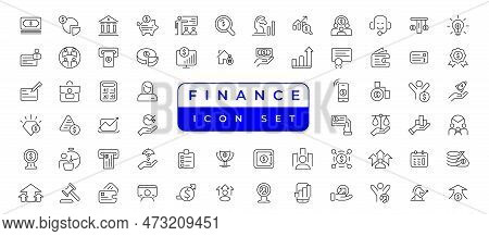 Business And Finance Vector Set With Money, Bank, Check, Law, Auction, Exchance, Payment, Wallet, De