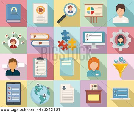 Sociology Icons Set. Flat Set Of Sociology Icons For Web Design