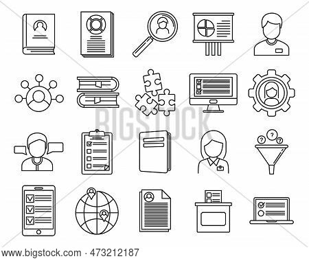 Sociology School Icons Set. Outline Set Of Sociology School Icons For Web Design Isolated On White B
