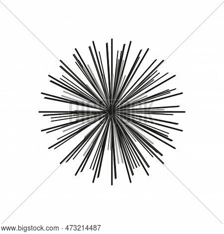 Radial Radiating Line Starbust. Round Shape. Explosion Effect. Vector Illustration.