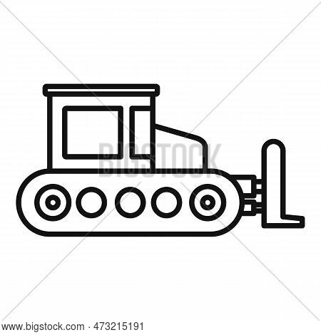 Contruction Bulldozer Icon. Outline Contruction Bulldozer Icon For Web Design Isolated On White Back