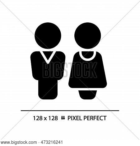 Wc Door Sign Pixel Perfect Black Glyph Icon. Restroom Entrance In Public Center. Unisex Toiler Mark.