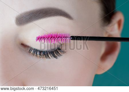 Closed Eye With Long Eyelashes, Black Eyeliner, Perfect Skin, Eyebrow Of Unrecognizable Young Woman 