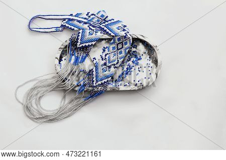 Geometric Pattern On The Gerdan Ornament, Ukrainian Beaded Ornament, Amulet.