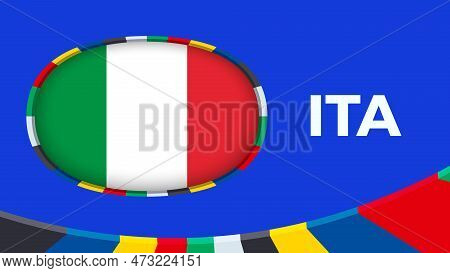 Italy Flag Stylized For European Football Tournament Qualification. Flag On Vector Background.