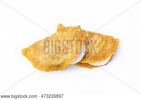 Traditional Venezuelan Beef Cachapa Isolated On White Background
