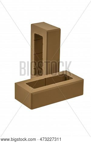Building And Construction Ideas. New Terracotta Sample Brick For Wall Building Isolated On White