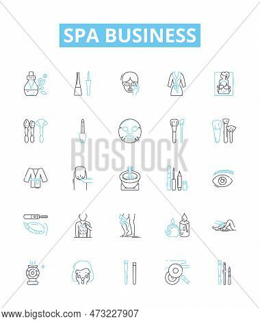 Spa Business Vector Line Icons Set. Spa, Business, Relaxation, Massage, Beauty, Aesthetic, Facial Il